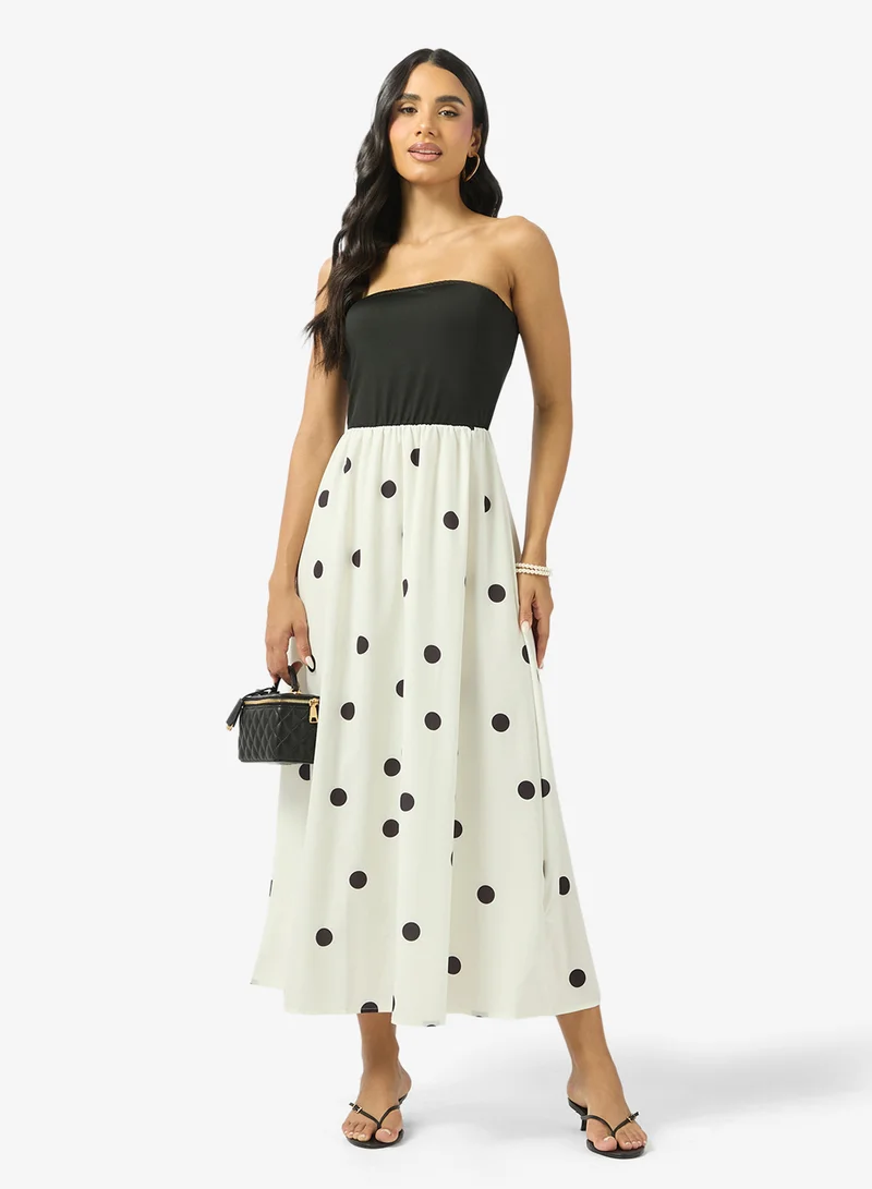 Ginger Bandeau Polka Dot A Line Dress